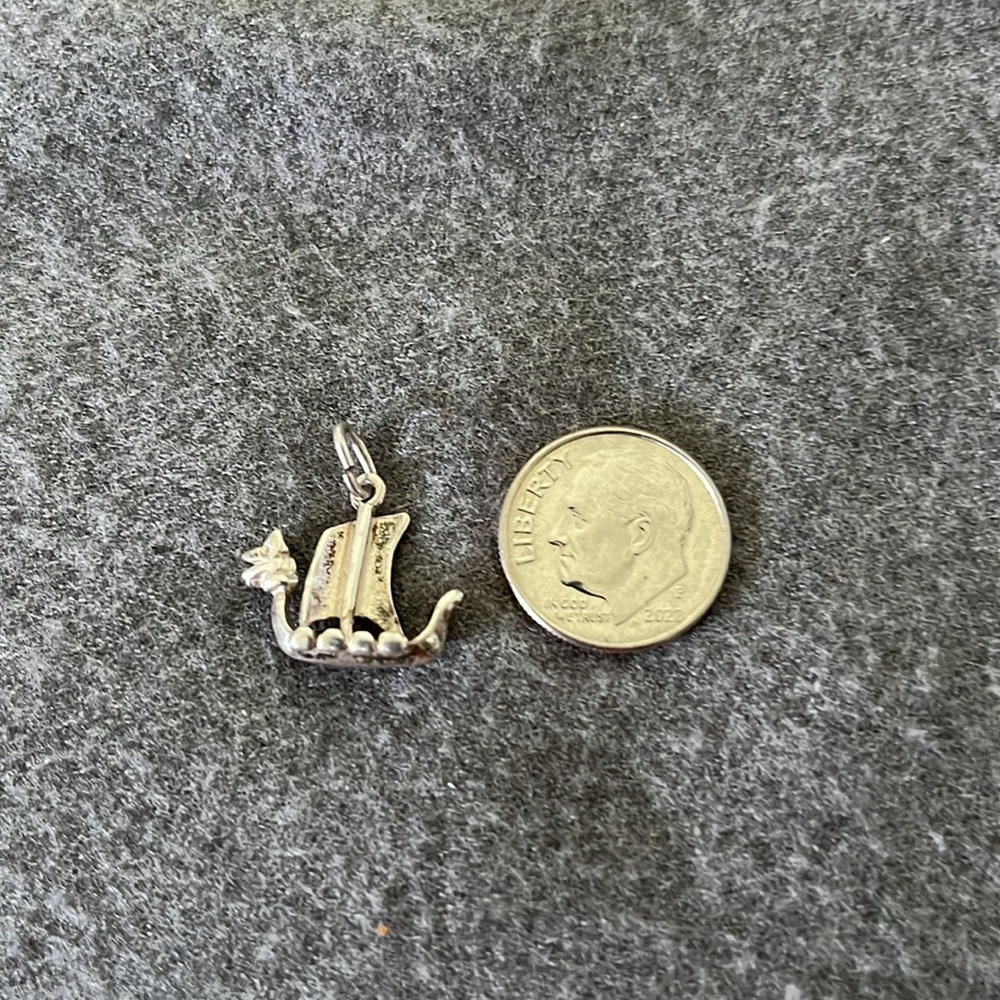 Sterling Viking Longboat Dragon Charm - Picture 2 of 6
